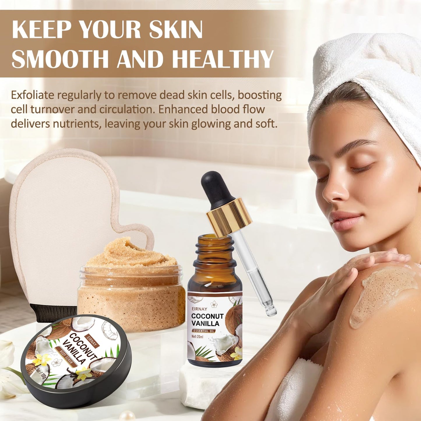EIRNAY Christmas Gifts For Women - 16 PCS Birthday Gift Basket for Women Set of Coconut Vanilla Self Pampering Set, Includes Luxurious Home Spa Shower Gel Bubble Bath