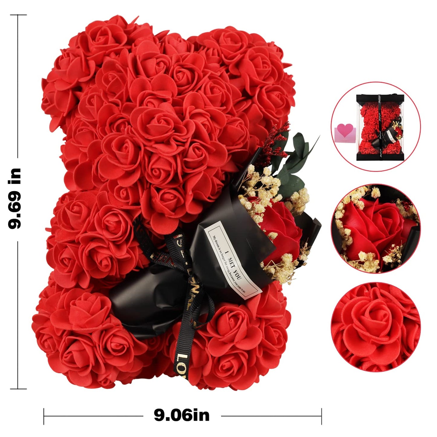 Mothers Day Rose Bear Gifts for Mom - Romantic Forever Preserved Roses Floral Teddy Bear Rose Bear, Eternal Love Keepsake Gifts for Girlfriend/Wife - Anniversary & Birthday Gifts for Women