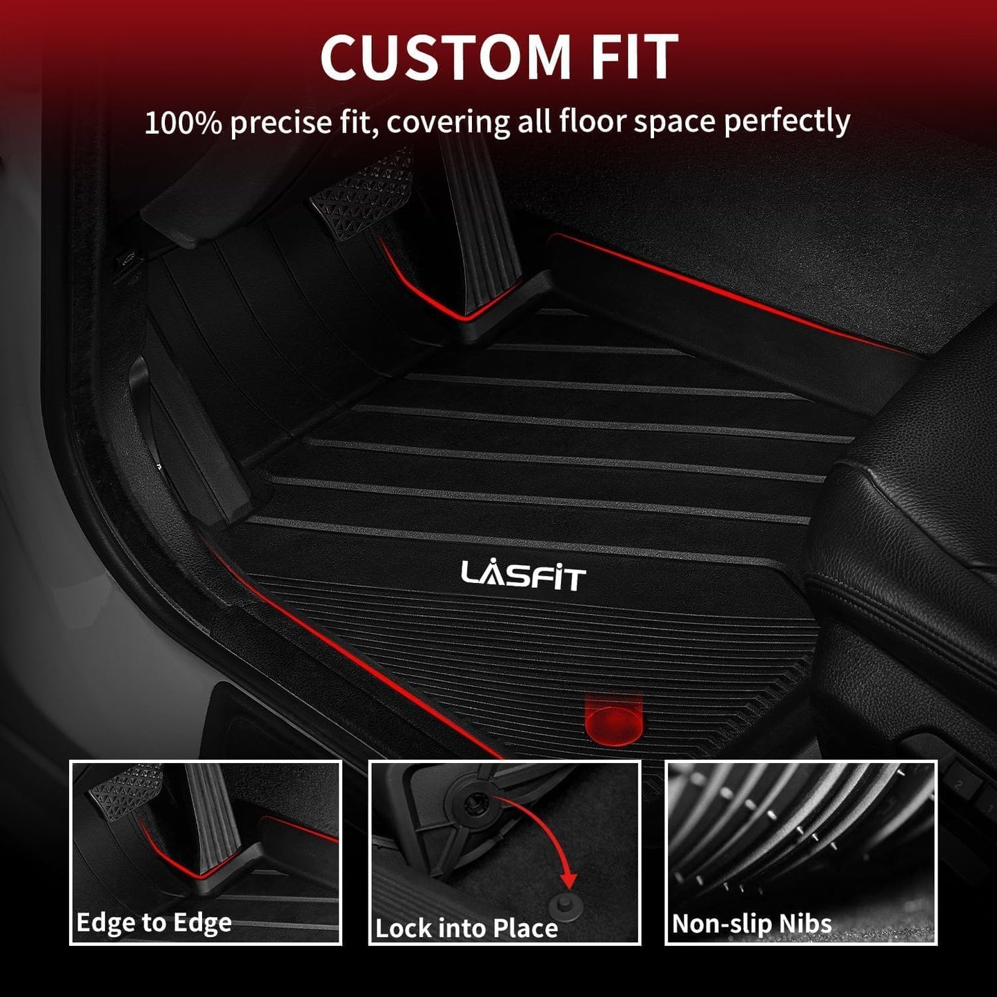 LASFIT 2018-2024 BMW X3 Floor Mats & Trunk Mat, Custom Fit TPE All Weather Car Liners Full Set for x3 30i/M/M40i/M Competition Accessories, Waterproof & Anti-Slip (Don't Fit X3 30e)
