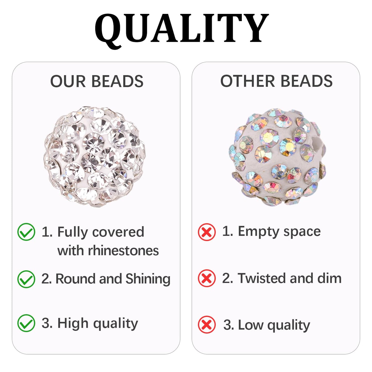120 pcs 10mm Rhinestone Beads for Jewelry Making, 12 Mixed Colors Shiny Round Shamballa Disco Ball Beads, Sparkle Crystal Clay Christmas for Bracelet Baseball Necklace Earring and DIY