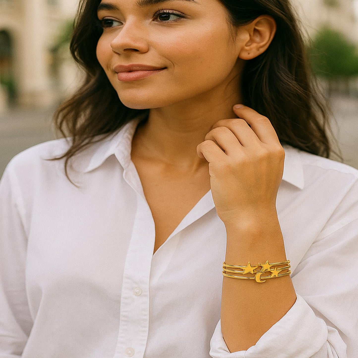 TaYolnFaSo 18K Real Gold Plated Open Cuff Bangle Bracelet for Women Adjustable Chunky Gold Bracelet Personalized Wide Wrist Cuff Bangle Bracelet Jewelry Gift for Women