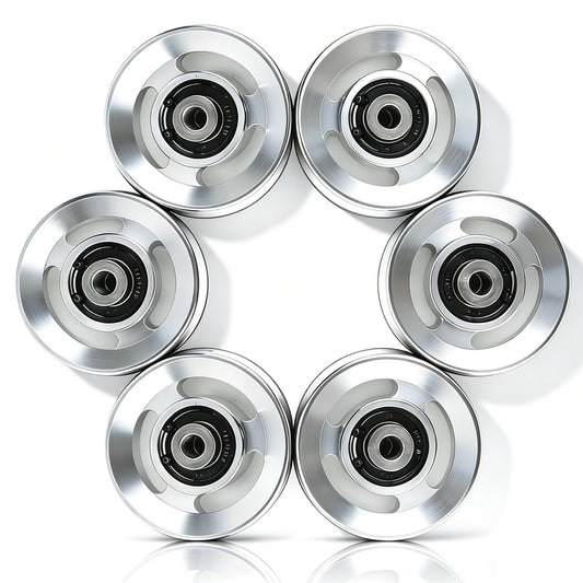 Frdhee 6PCS Aluminum Pulley Wheels for Home Gym, 90mm Universal Bearing Pulley Wheels for Home Gym Equipment Exercise Machine Pulldown Attachments Cable Machines Garage Doors (90mm Diameter)