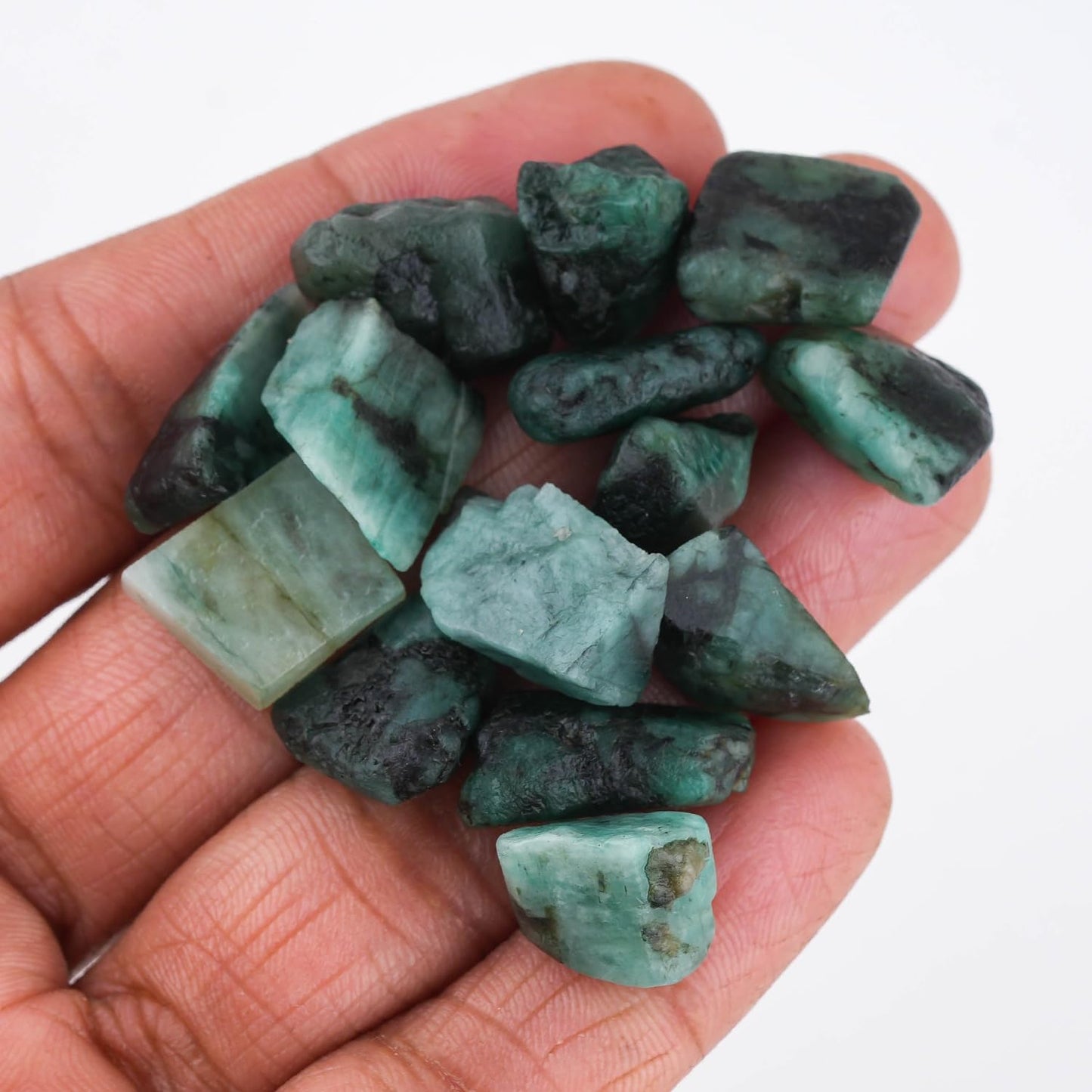 CRYSTALIS 15pcs Natural Emerald Loose Gemstone Wholesale Bulk Rough Jewelry Making Supply, Chakra & Healing Raw Stones, Wire Wrapping, DIY, Gem Collection [12-16mm]