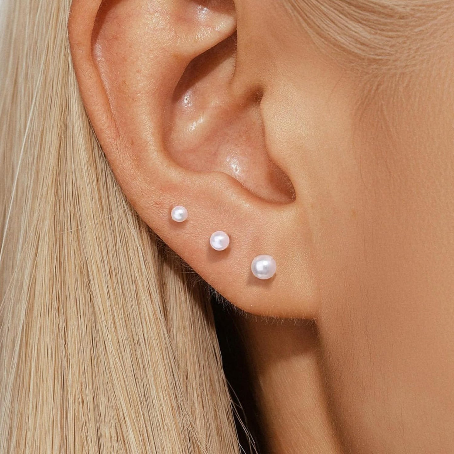 10 Pairs Pearl Stud Earrings for Women, 14K Gold Filled Polished Small Pearl Earrings Set, 20G Hypoallergenic Surgical Steel Piercing Studs for Sensitive Ear, Lightweight Shiny Earrings Studs for Helix Tragus Cartilage Multiple Piercing, Gold+Silver, 3.5-