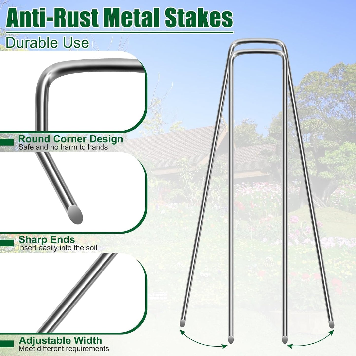 OUPSAUI 10 Inch Galvanized Landscape Staples Stakes, 12/25/50/100/200pcs Garden Metal Stakes for Weed Barrier Fabric, Fence Stakes, Tent Stakes, Christmas Decorations (25pcs)