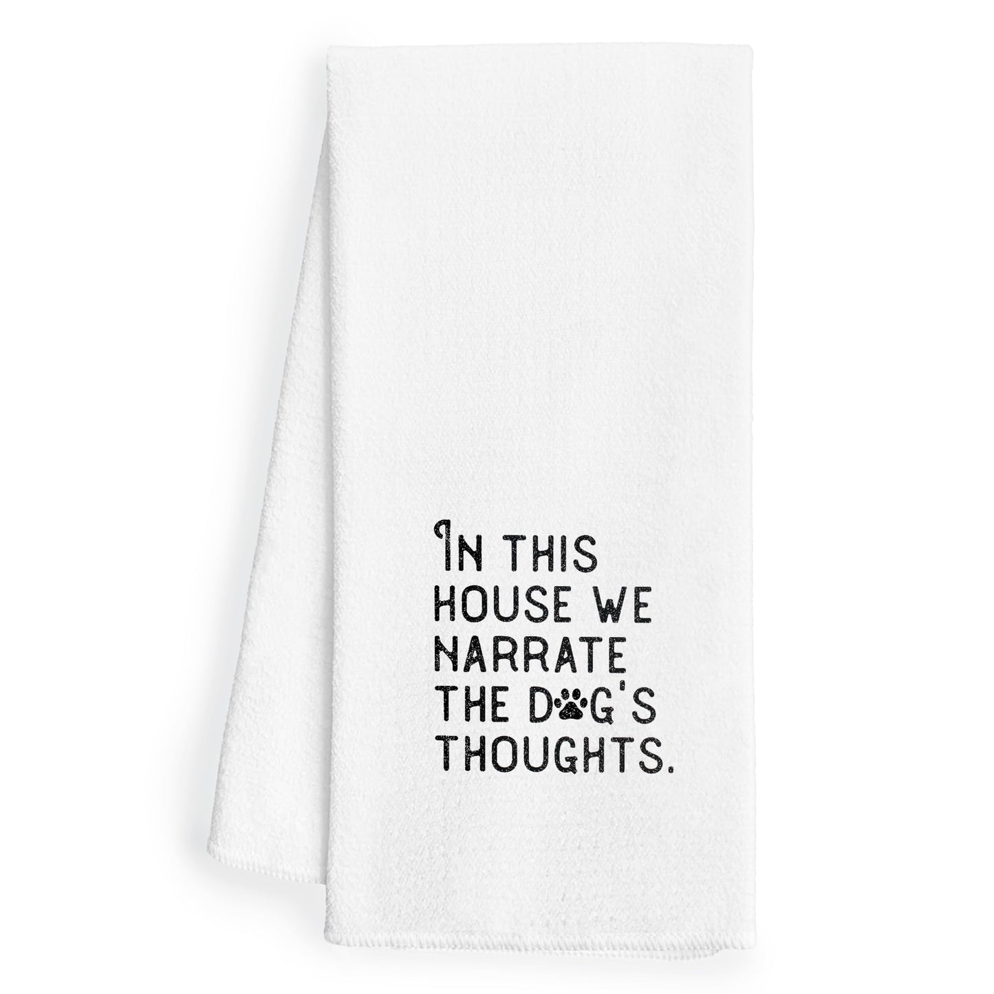 WFSM Dog Gifts Kitchen Towels - in This House We Narrate The Dogs Thoughts, Dog Decor Kitchen Towels, Dog Hand Towels, Dog Dish Towels for Kitchen, Gifts for Dog Lovers, 16×24 Inches