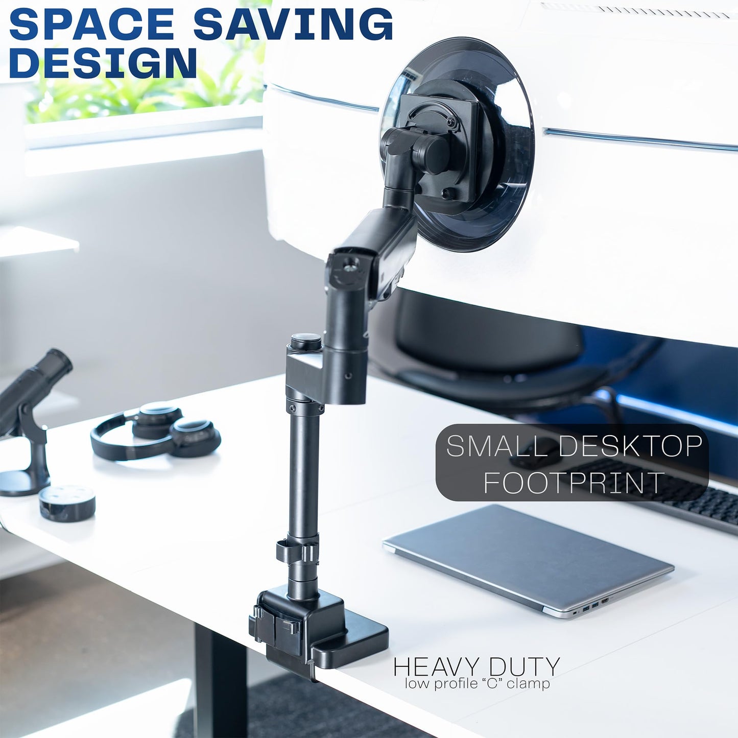 VIVO Heavy Duty Ultrawide Monitor Arm with Pole, 57 inch Screens up to 59.4 lbs, Desk Mount TV and Monitor Stand Designed for Samsung Odyssey Ark, Neo G9, ViewFinity S9, and More, Black, STAND-GT57T