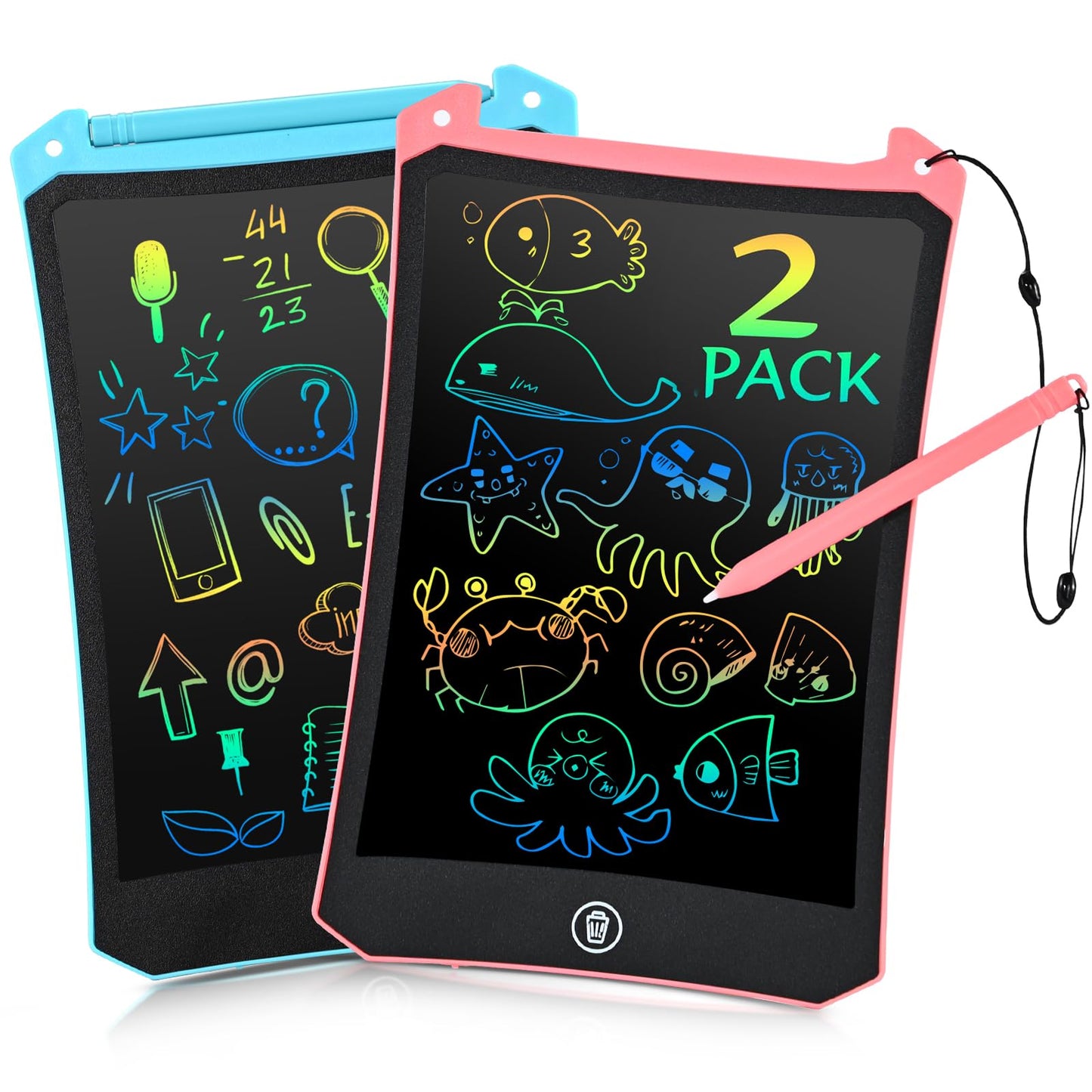 EooCoo Toddler Toys, LCD Writing Tablet for Kids 2 Pack, Toddler Travel Essentials Drawing Pad, Mess Free Coloring Books, Road Trip Activities, Age 3-5 Girls Boys Gifts - 8.5 Inch