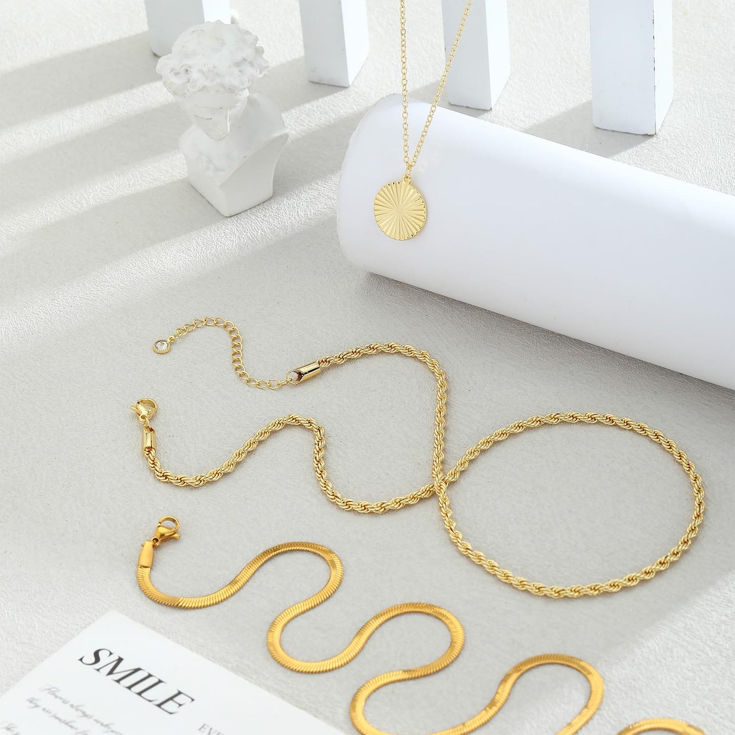 AGWOLF Gold/Silver Layered Necklaces for Women,Dainty 14k Gold Plated Stackable Choker Necklaces for Women,Trendy Layering Coin Chain Pendant Jewelry Set Gifts