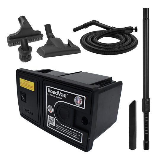RoadVac Z1-CS-8-CORD RV Central Vacuum System | Wall-Mounted Built-in Vacuum for RVs, Boats & Tiny Homes | Compact Central Vacuum with 35′ Stretch Hose & Tool Kit