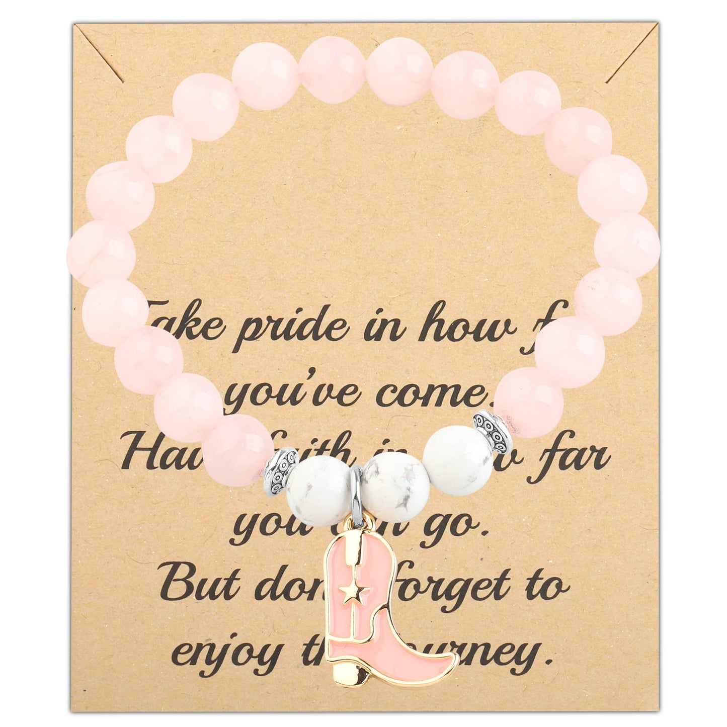 FUSTMW Cowgirl Boot Bracelet Horse Lovers Equestrian Gift for Horse Rider Owners Cowgirl Jewelry for Women (Pink Bracelet)