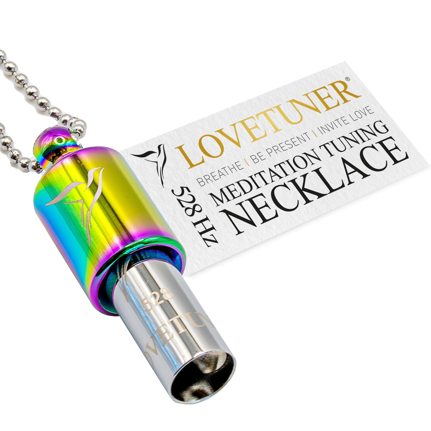 Lovetuner 528Hz Breathing Necklace for Stress Relief, Mindfulness & Meditation | Sound Healing Whistle for Anxiety, Focus, Calm & Relaxation | Emotional Wellness, Inner Peace & Balance Necklace | Ball Chain, Viola
