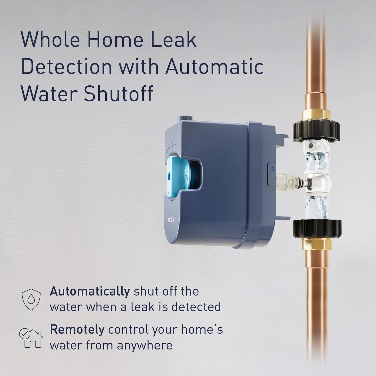 Moen Flo 3/4-inch Smart Water Shut Off Valve, Smart Home Water Monitor Leak Detector, Wifi Connected, App Enabled Flow Meter and Shutoff, 900-001