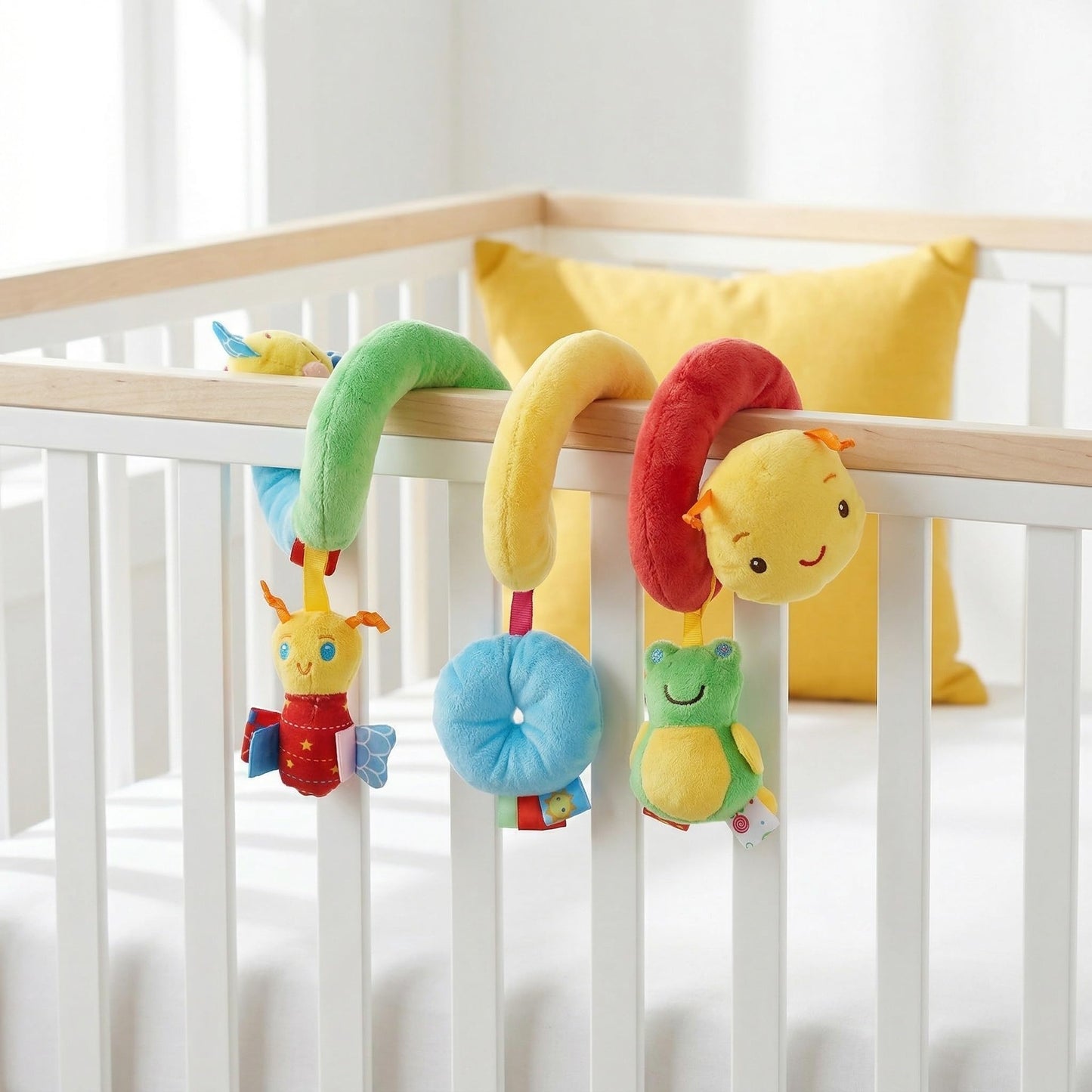 Abaodam Car Seat and Stroller, Spiral Carseat Toy with Hanging Rattles and Bell, Infant Activity Center for Crib Mobile, Boys Travel Accessories