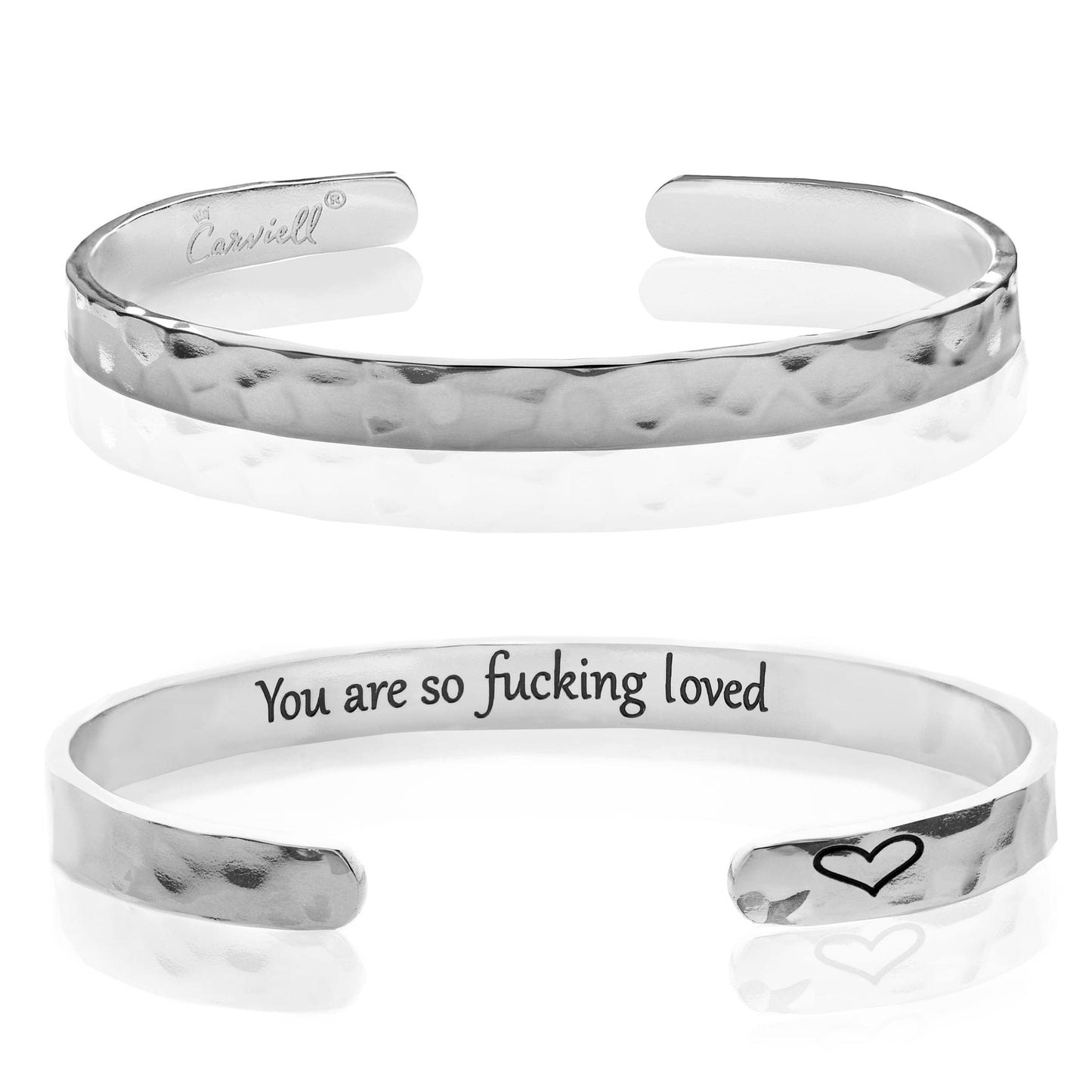Carviell Cuff Bracelet, Depression, Recovery Gifts for Women, Personalized Silver Cuff, You Are Loved, Empowerment Gifts for Cousin, Sister, Friend Jewelry