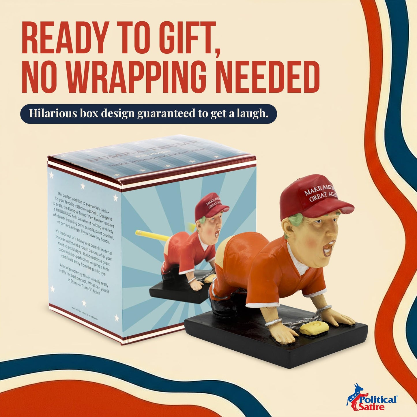 Political Satire Donald Trump Pen Holder - Donald Trump Merchandise. Funny Gifts for Men, White Elephant Gifts for Adults. Unique Gifts, Gag Gifts for Men, Mens Gifts.
