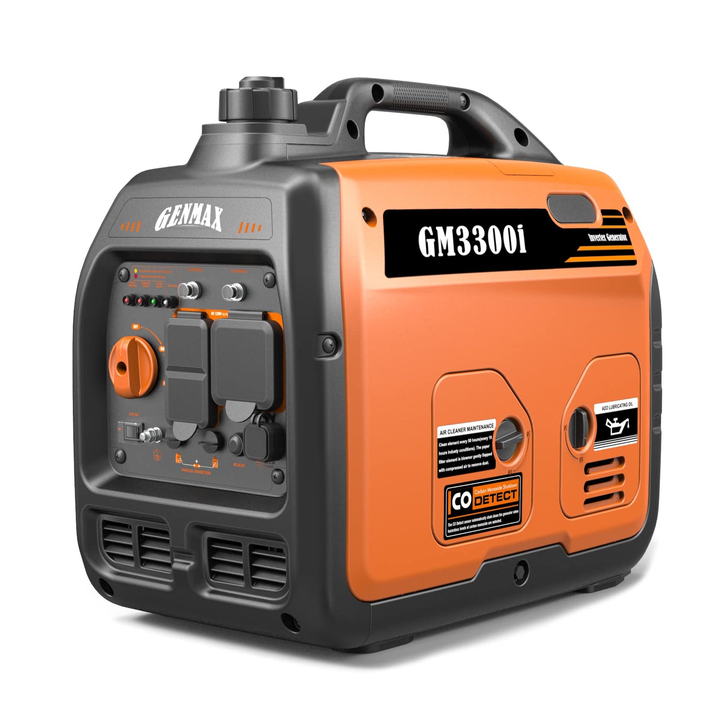 GENMAX Portable Generator，3300W Ultra-Quiet Gas Engine, EPA Compliant, Eco-Mode Feature, Ultra Lightweight for Backup Home Use & Camping (GM3300i)