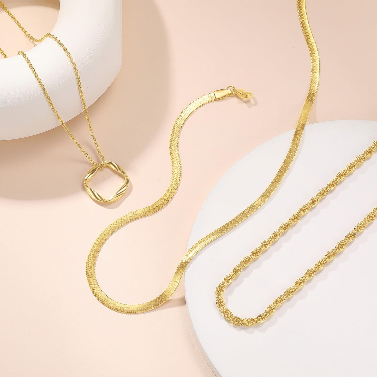 PDWZNBA Layered Gold-plated Necklaces for Women, 14K Real Gold-Plated Triple Chain Necklace, Dainty Choker Jewelry Set, Trendy Jewelry Gifts