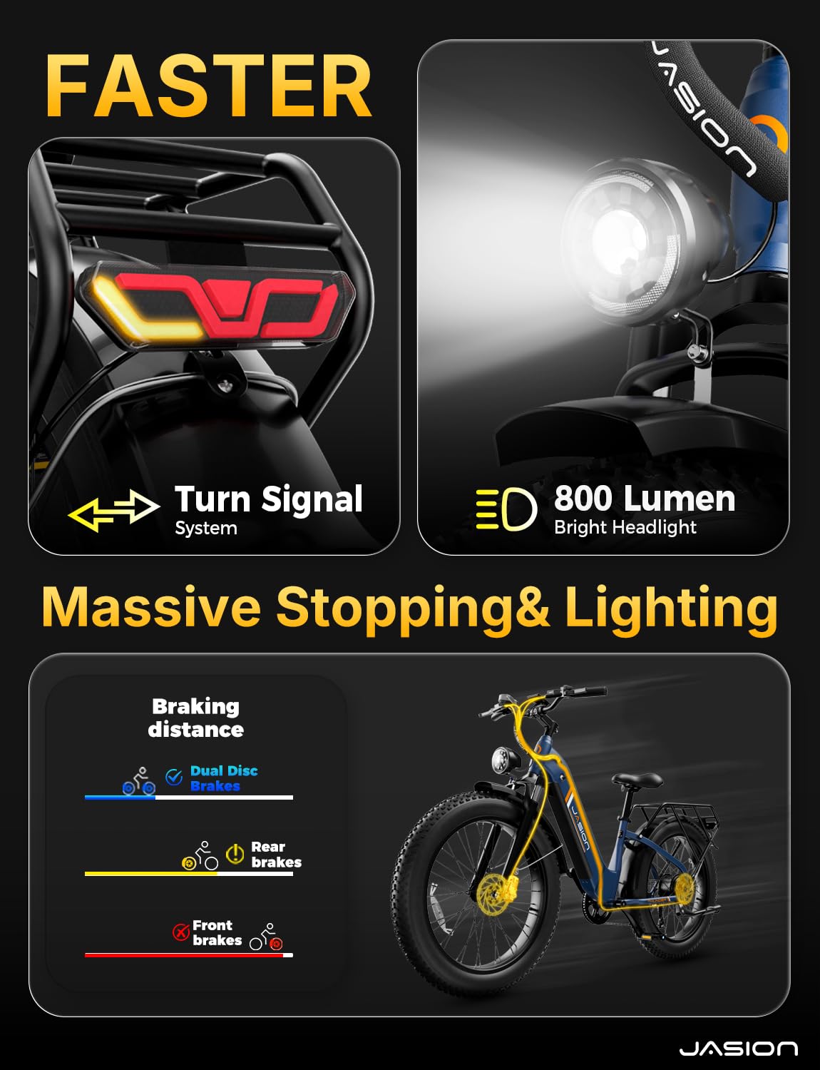 Jasion Thunder Electric Bike for Adults,1800W Peak,26''x 4''Fat Tire E Bikes,80 Miles with 864Wh Removable Battery Ebike, 30+MPH Max Speed Bicycles,Hydraulic Brakes,Front Suspension