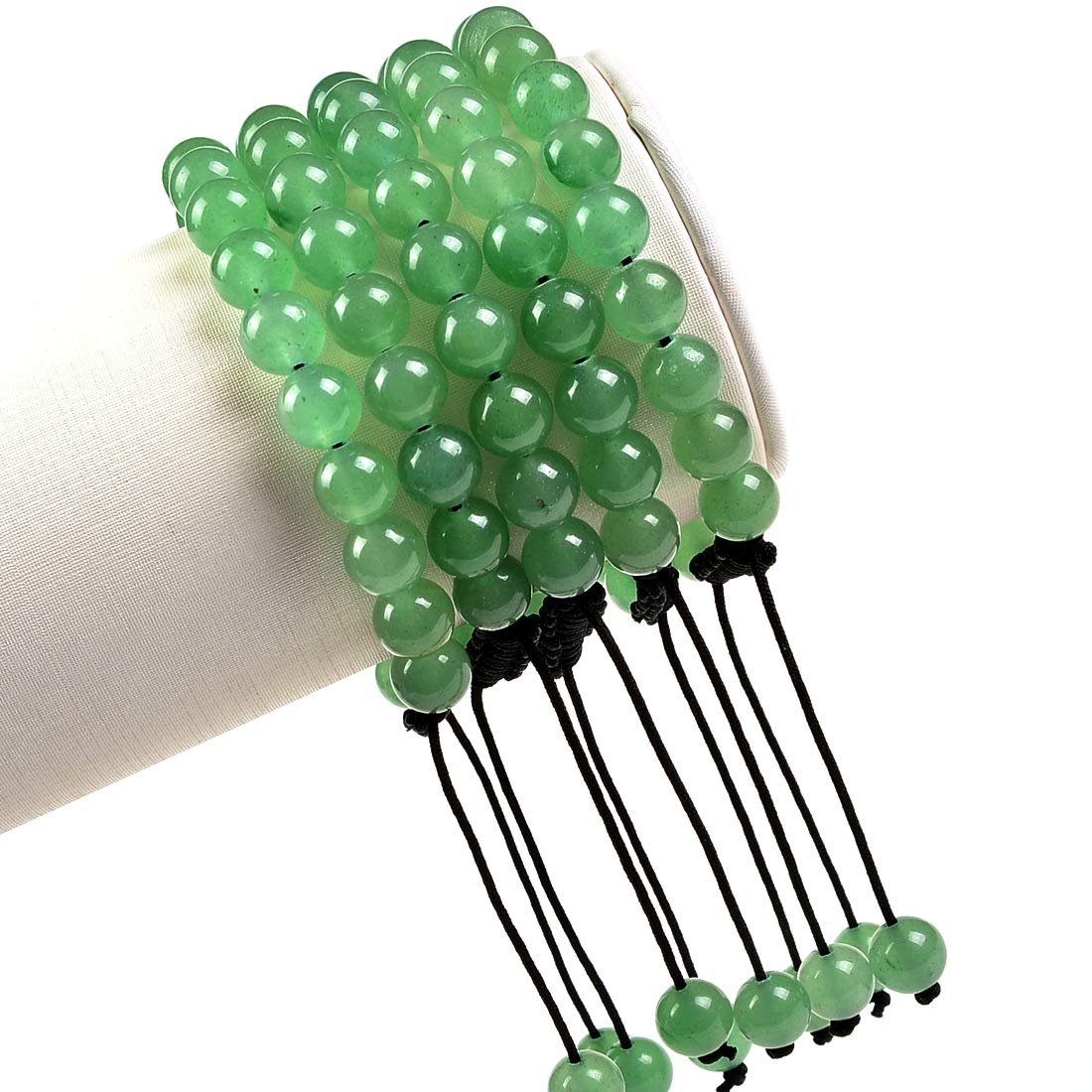 MASSIVE BEADS Natural Healing Power Gemstone Crystal Beads Unisex Adjustable Macrame Bracelets 8mm (Green Aventurine, 8mm)