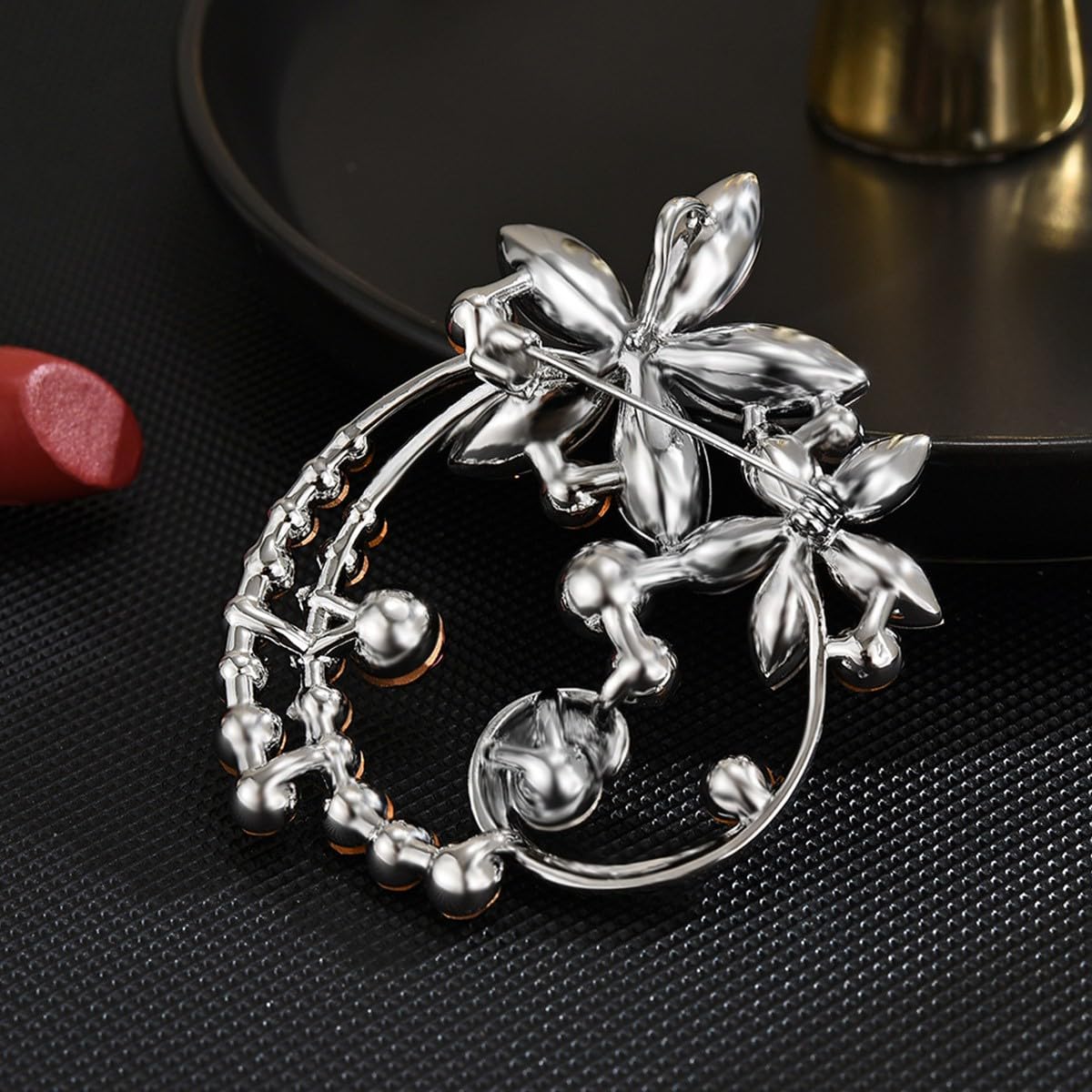 UNVAK Austrian Crystal Flower Brooch Pin - Retro Lapel Pin Jewelry for Thanksgiving Day, Birthday Gifts, Dress Accessories