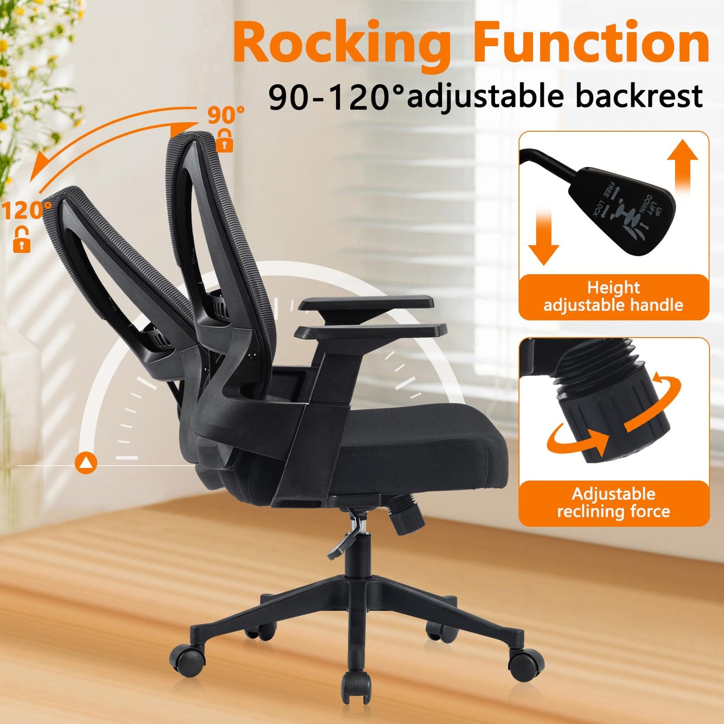 CLATINA 500lbs Big and Tall Office Chair Heavy Duty Mesh Ergonomic Computer Chairs with Adjustable Lumbar Support and Wide Comfy Seat for Home Office Conference Heavy People, Black, 4 Pack