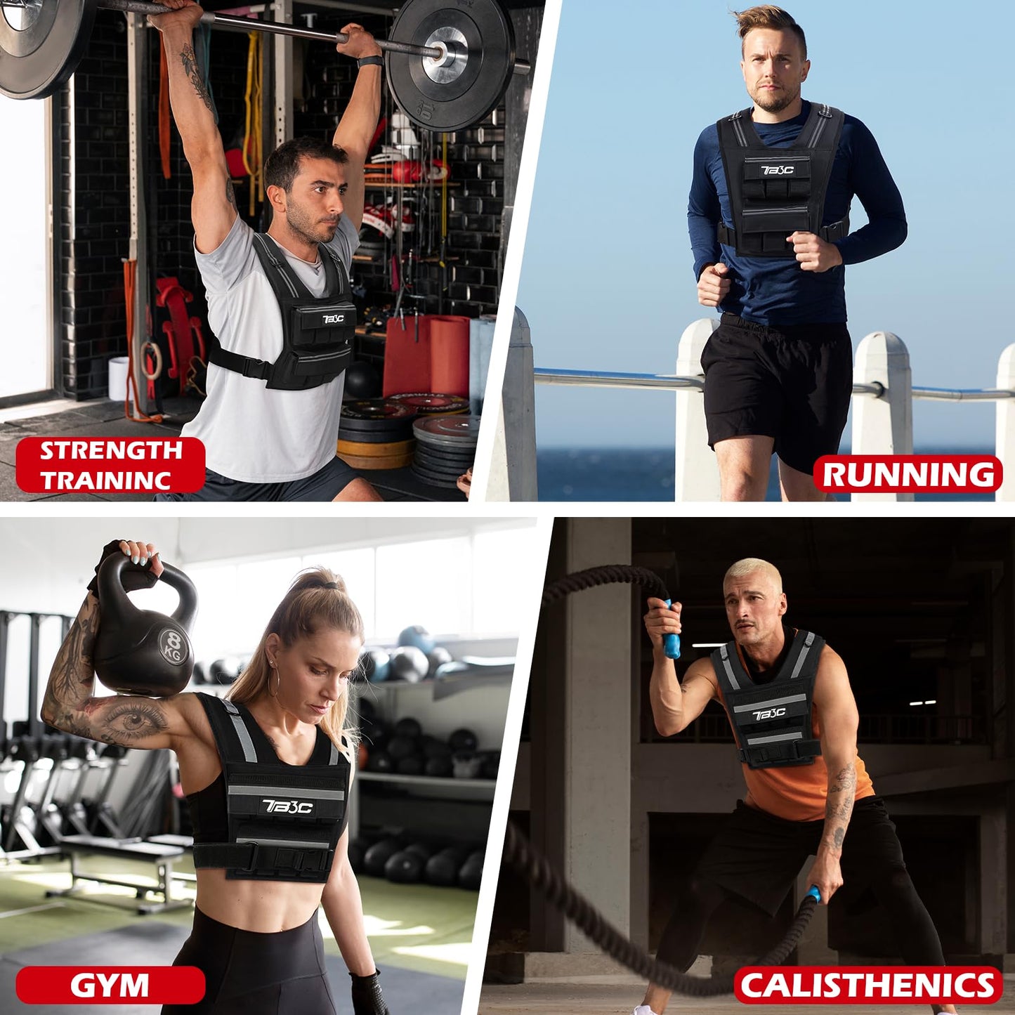 Adjustable Weighted Vest Men，40lb Weights Vest with Reflective Stripe, Weight Vest Workout Vest for Strength Training Running Walking Workout Vest for Men and Women