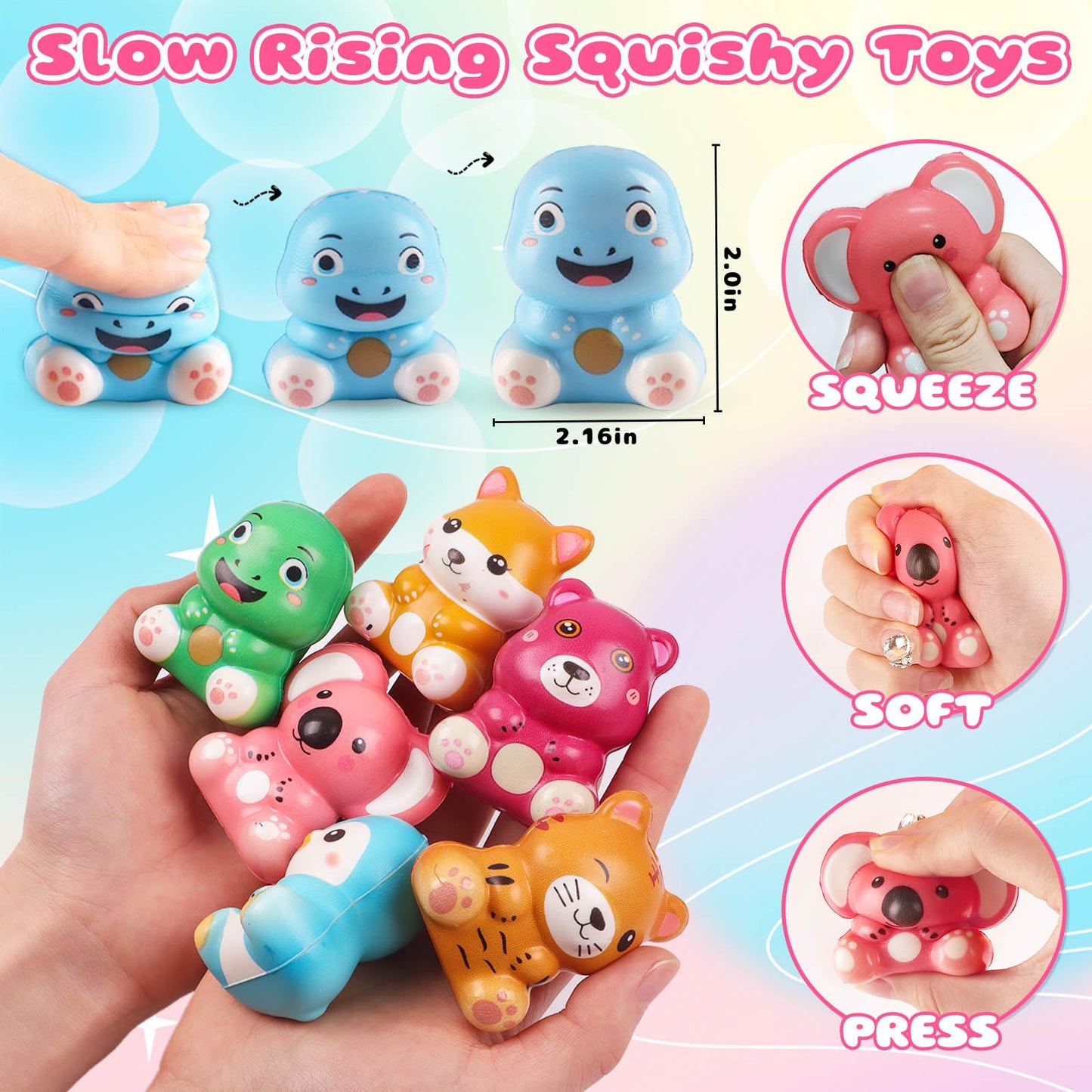 KissFuture 24 PCS Animal Slow Rising Squishy Toys, Squeeze Toys, Party Favors for Kids, Goodie Bags Stuffers, Birthday Gifts for Boy & Girls, Classroom Prizes