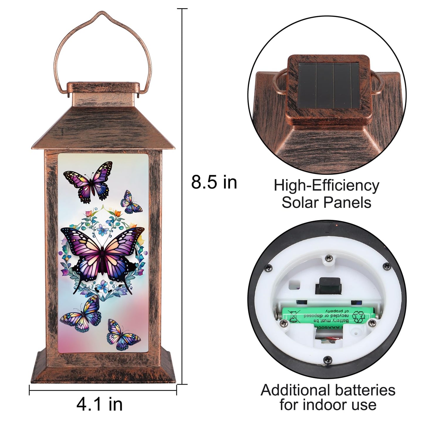 Solar Lantern Outdoor Waterproof Butterfly Garden Decor Birthday Gifts for Women Mom and Grandma Solar LED Plastic Decorative Hanging Light for Yard(Butterfly)