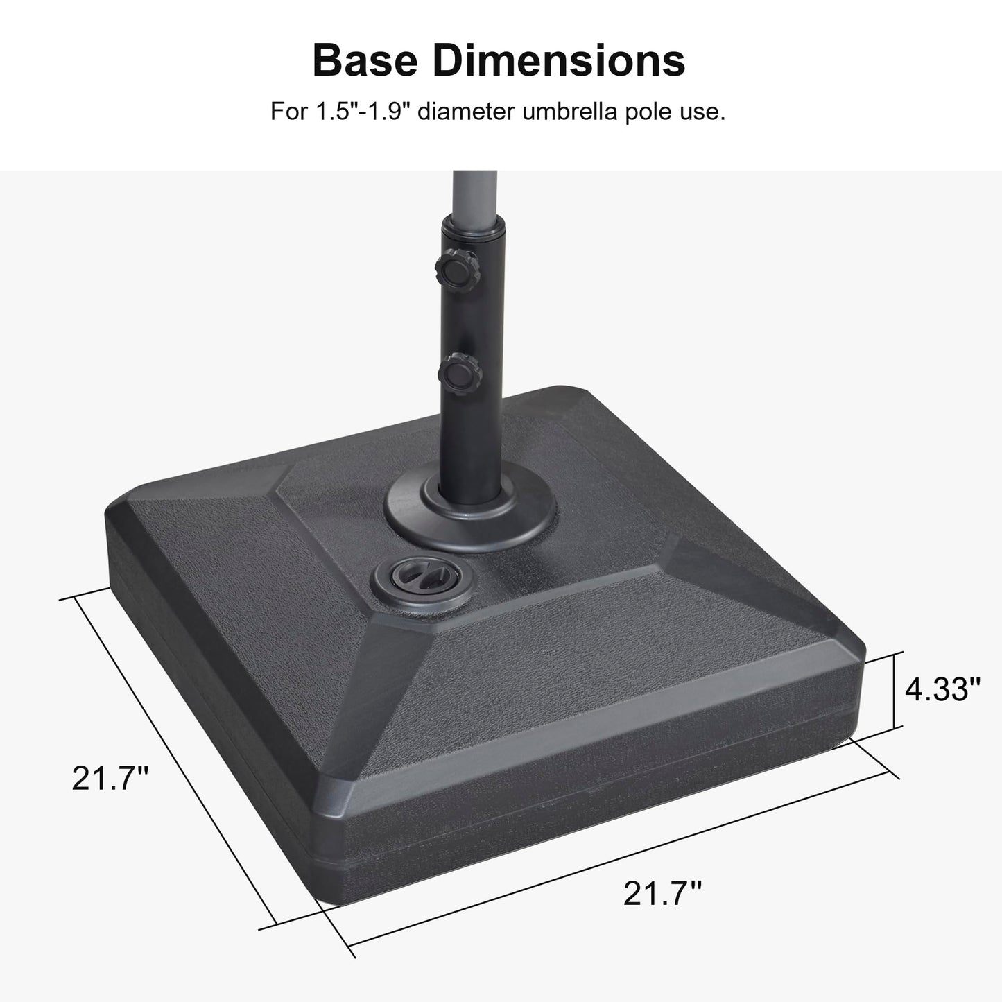 PURPLE LEAF HDML45 Patio Market Umbrella Stand Base with Wheels - 158 lbs Heavy Duty Outdoor Table Umbrella Base with Sand/Water, 21.7" X21.7" X 4.33"