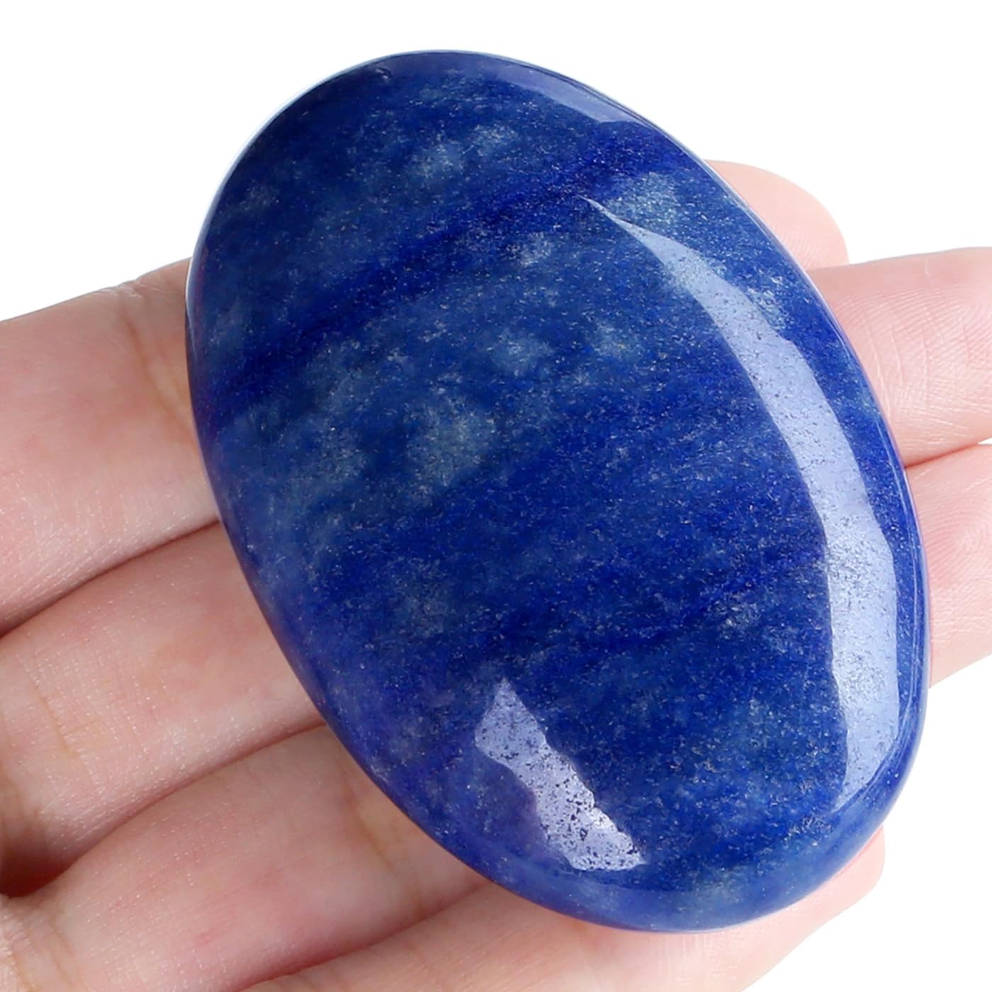 MAIBAOTA 2.4" Large Blue Aventurine Crystal Stone Polished Palm Stone Healing Crystals 0.7" Thick Natural Reiki Gemstone Worry Stone Energy Balancing Anxiety Stress Relief Meditation 1 Pc