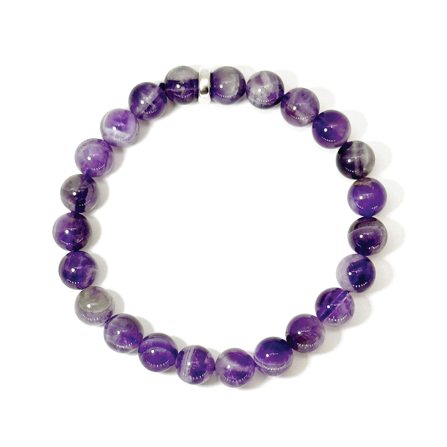 Joyfulmuze Genuine Dream Amethyst, Handmade Stackable Stretch Bracelet, Simple Natural Purple Quartz, Healing Chakra Bracelet, Gifts for Women, 17cm (Dream-Amethyst)