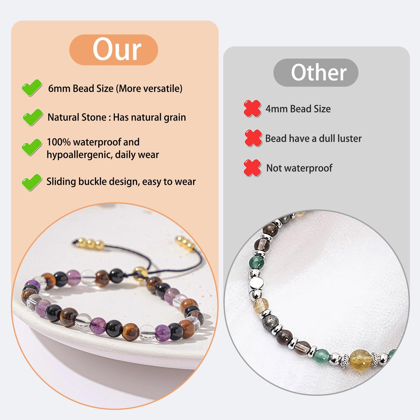 NUKAYAI Protection Bracelet for Women Black Tourmaline Bracelet Jewelry with Energy Protection Tiger Eye Hematite Natural Healing Stone Bracelets Emotional Spiritual Hope Jewelry