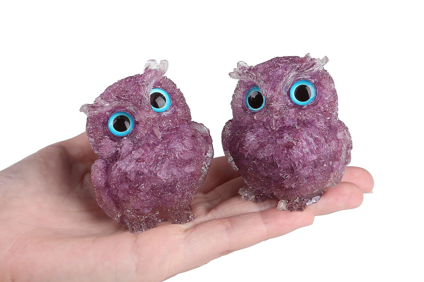 LAIDANLA Amethyst 2.4" Owl Statue Natural Healing Crystal Cute Owl Animal Purple Figurine Pocket Sculpture Reiki Spiritual Energy Gemstone Home Office Room Desk Decor Gifts for Women Men