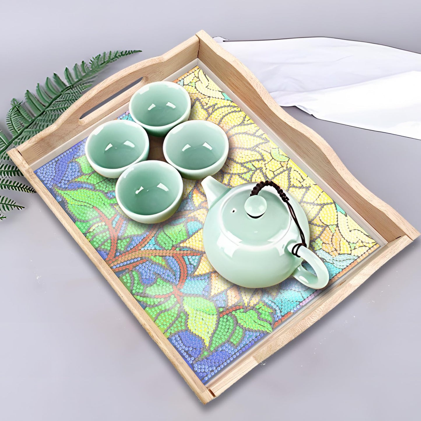 ARTopet DIY Diamond Tray Diamond Art Painting Sunflower Creative Design Handmade Wooden Tray Mosaic Making Kits by Number Kits Diamond Art for Coffee Living Room Home Organizer