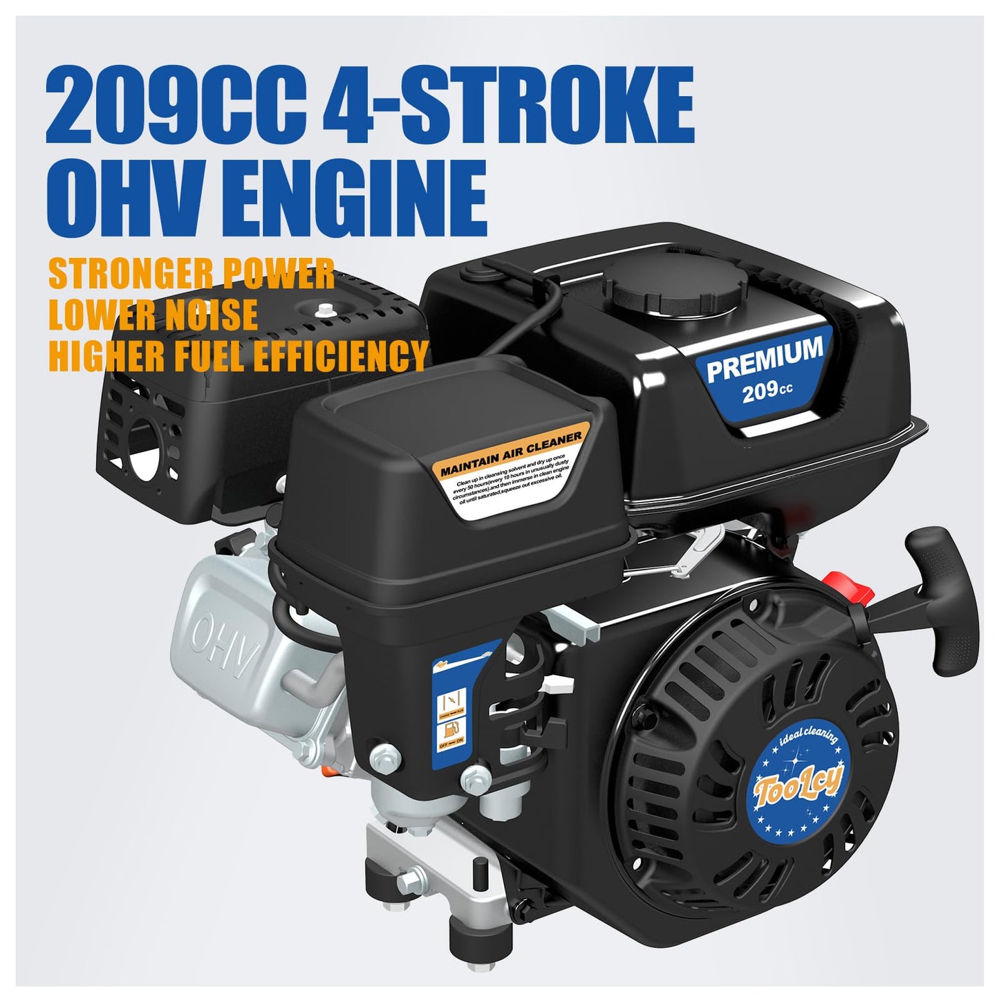 TOOLCY 3200 PSI Gas Pressure Washer, 2.6 GPM Gas Powered Power Washer Reinforced Pump & 209cc OHV Engine, 35FT Pressure Hose, Quick Connect Swivel Pressure Gun, 5 Nozzles for Homes (No Soap Tank)
