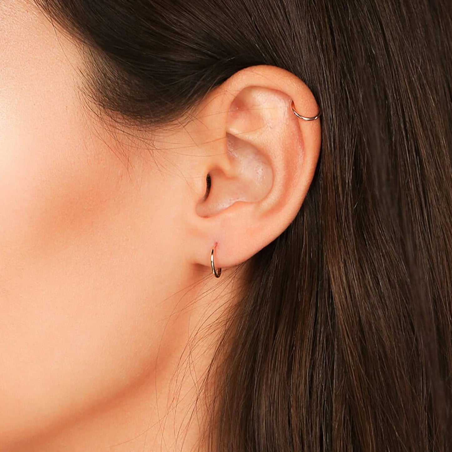 EPIRORA Silver Hoop Earrings- Cartilage Earring Small Hoop Earrings for Women Men,4 Pairs of Hypoallergenic 925 Sterling Silver Tragus Earrings(Silver,8mmx4)