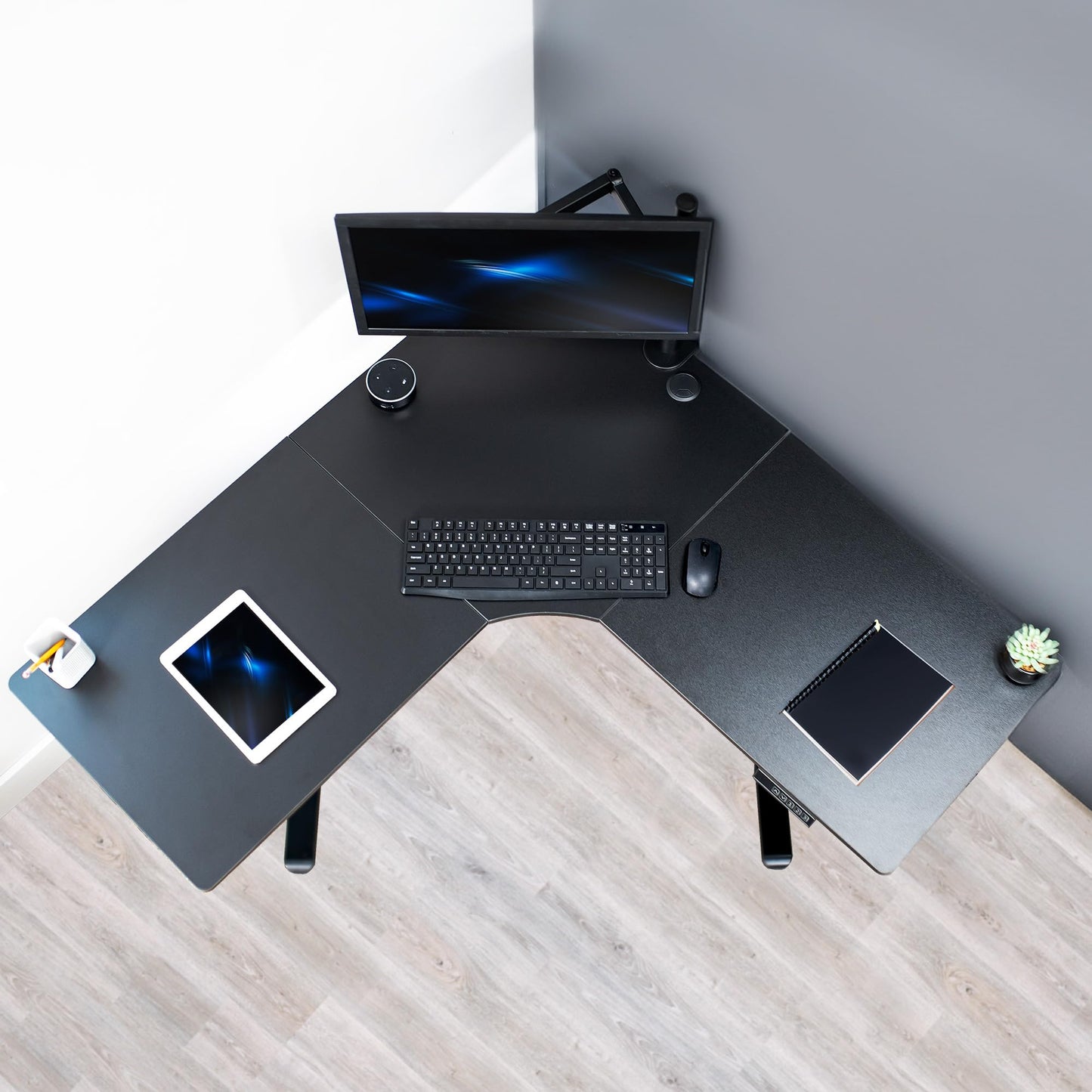 VIVO Electric Corner L-Shaped 47 x 47 in Standing Desk, Memory Height Adjustment, Black Top Black Frame, DESK-E1L94B