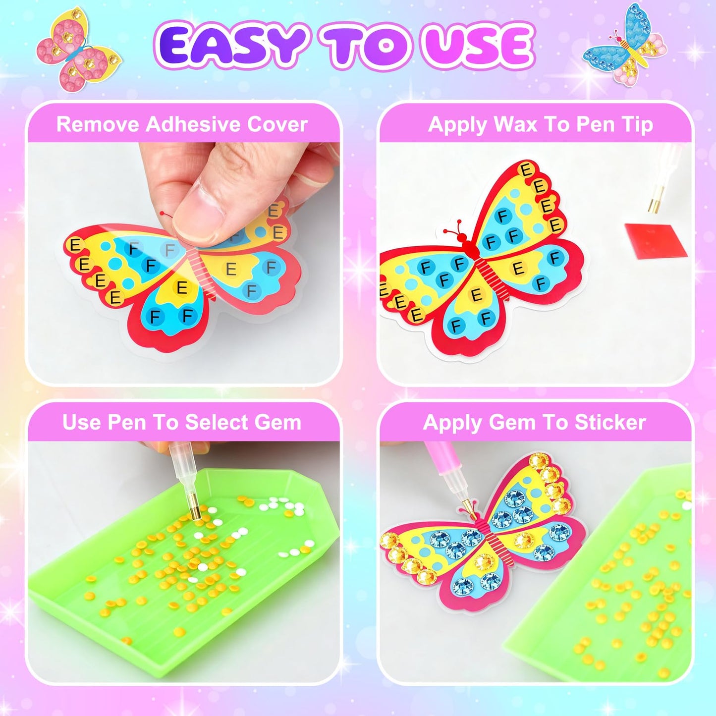 PinkSheep Arts and Crafts for Girls 6-12,Butterfly Jewelry Box for Girls,DIY Treasure Keepsake Box with Necklace & Bracelet Make It Set Gift