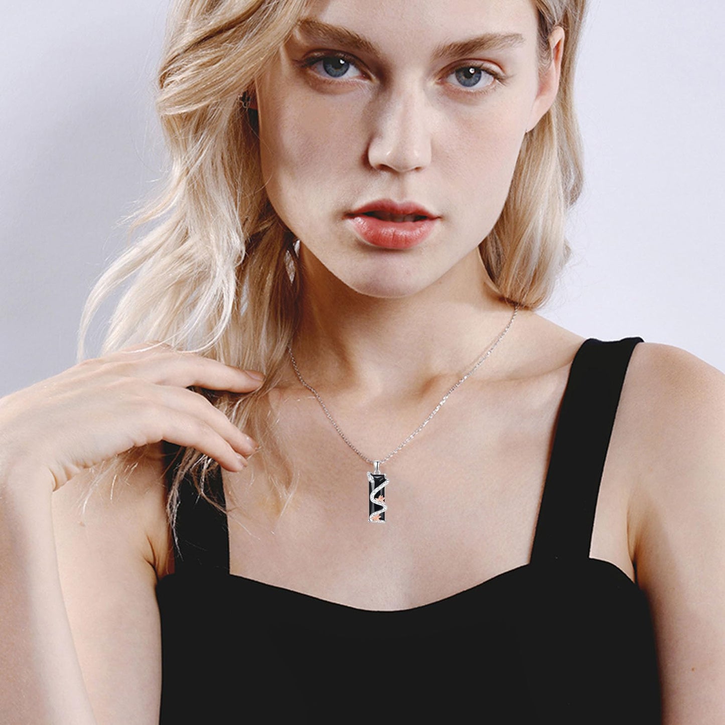 AENEAS Prime 2025 Men's Snake Necklace Sterling Silver Snake Pendant Black Crystal Flower Graduation Jewelry Gifts for Him Men Women