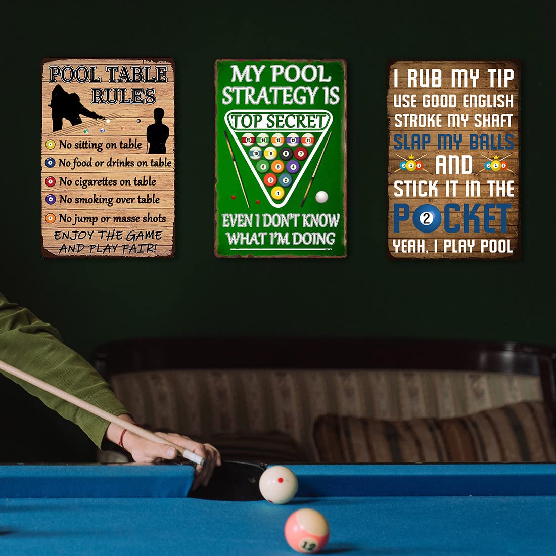 Funny Billiards Tin Sign Pool Table Accessories Pool Room Decor Playing Pool Metal Sign Billiards Gifts For Men Billiard Hall Decoration Signs 8 X 12 Inch