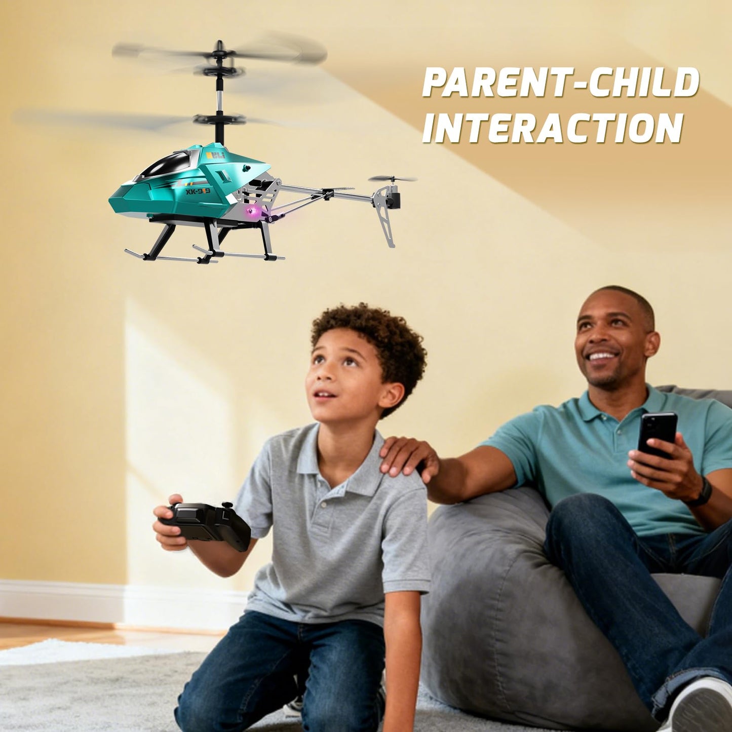 XIKOTEC Remote Control Helicopter, RC Helicopter Toy for Kids, 2.4GHz RC Plane with LED Lights, RC Flying Toy, Easy to Fly Indoor/Outdoor, Gifts Toys for Kids Beginners 8+ (Blue)