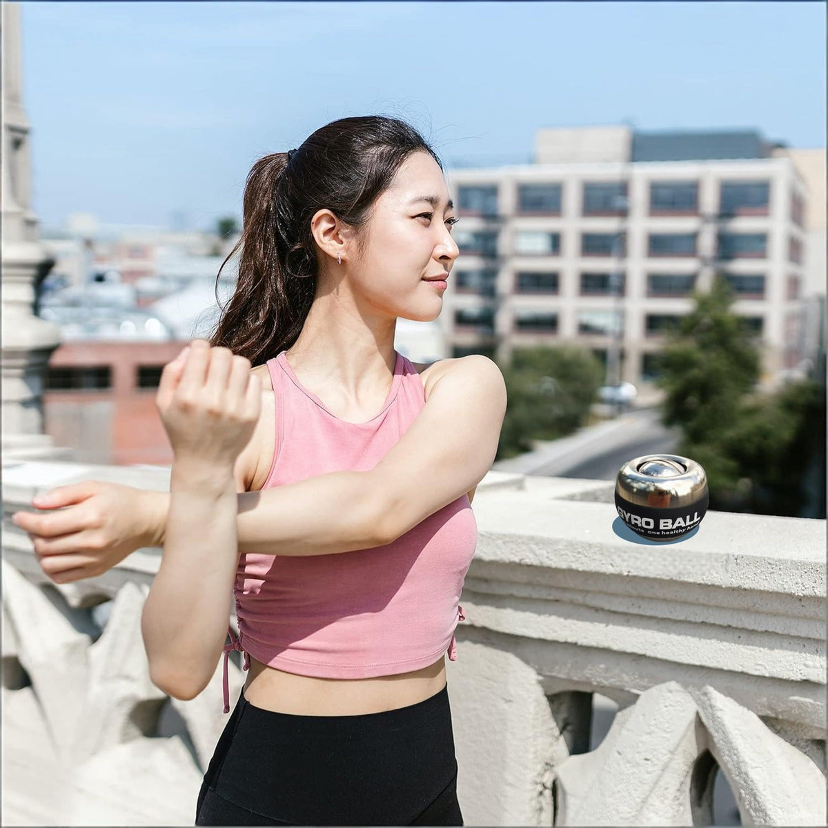 EXBEPE All-Metal Power Gyro Ball,Weighted Auto-Start Hand Wrist Forearm Trainer and Strengthener for Exercise Joint and Muscle with Ball Bag