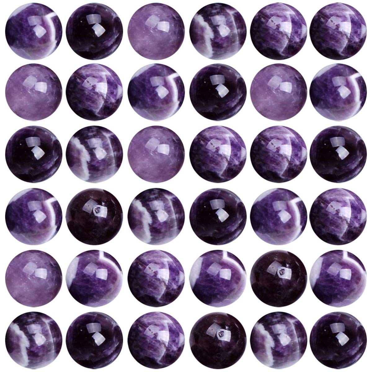 Natural Stone Beads 100pcs 10mm Amethyst Round Genuine Real Stone Beading Loose Gemstone Hole Size 1mm DIY Smooth Beads for Bracelet Necklace Earrings Jewelry Making (Amethyst, 10mm)
