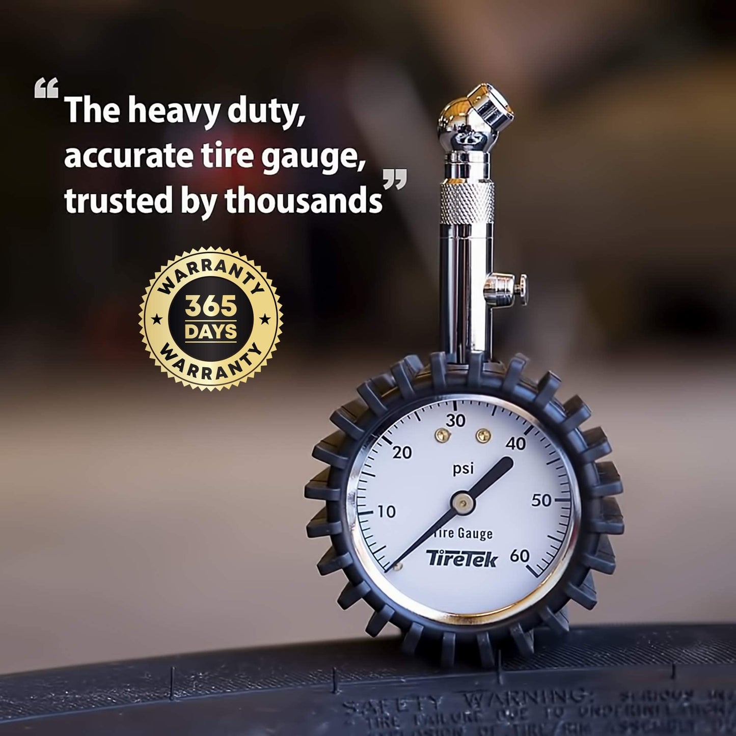 Tire Pressure Gauge for Cars (0-60 PSI, ANSI Certified) Premium Air Pressure Gauge for Tires - Easy to Read Automobile Analog Circular Dial Low PSI Checker Tester