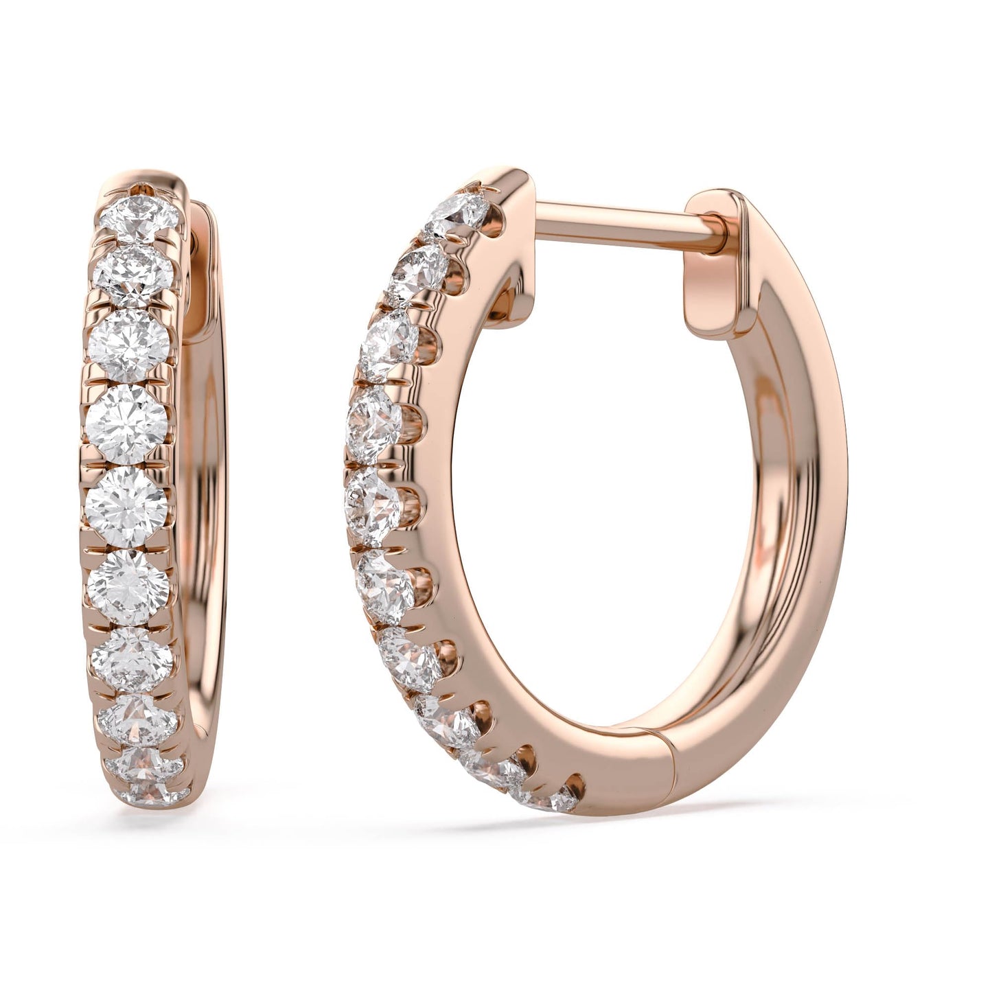Huggie Hoop Earrings For Women, 1/4 Carat Round Shape Lab Grown Diamond Wedding Bridal Hoop Earrings In 10K Solid Rose Gold Jewelry for Her (0.25 Cttw)