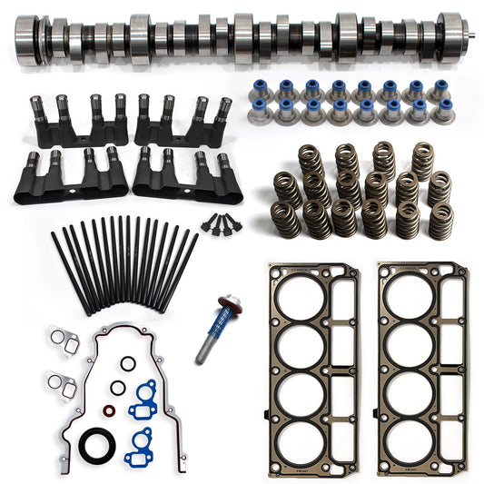 BTSCAR Sloppy Stage 2 Camshaft Kit Fit for Chevrolet GMC 1997-2013 4.8L 5.3L 5.7L 6.0L LS1, LS2, LS6, LQ4, LQ9, LM7 LS Cam Kit Gen Ⅲ/Ⅳ, Includes Head Gasket, Lifters, Gasket, Springs, Pushrods