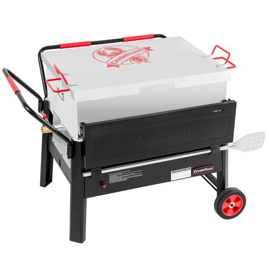 Creole Feast CFB2001 150 QT Crawfish Boiler, Outdoor Double Sack Propane Gas Crawfish Cooker with Foldable Cylinder Mounting Bracket and Stirring Paddle for Seafood & Crawfish Season, Black