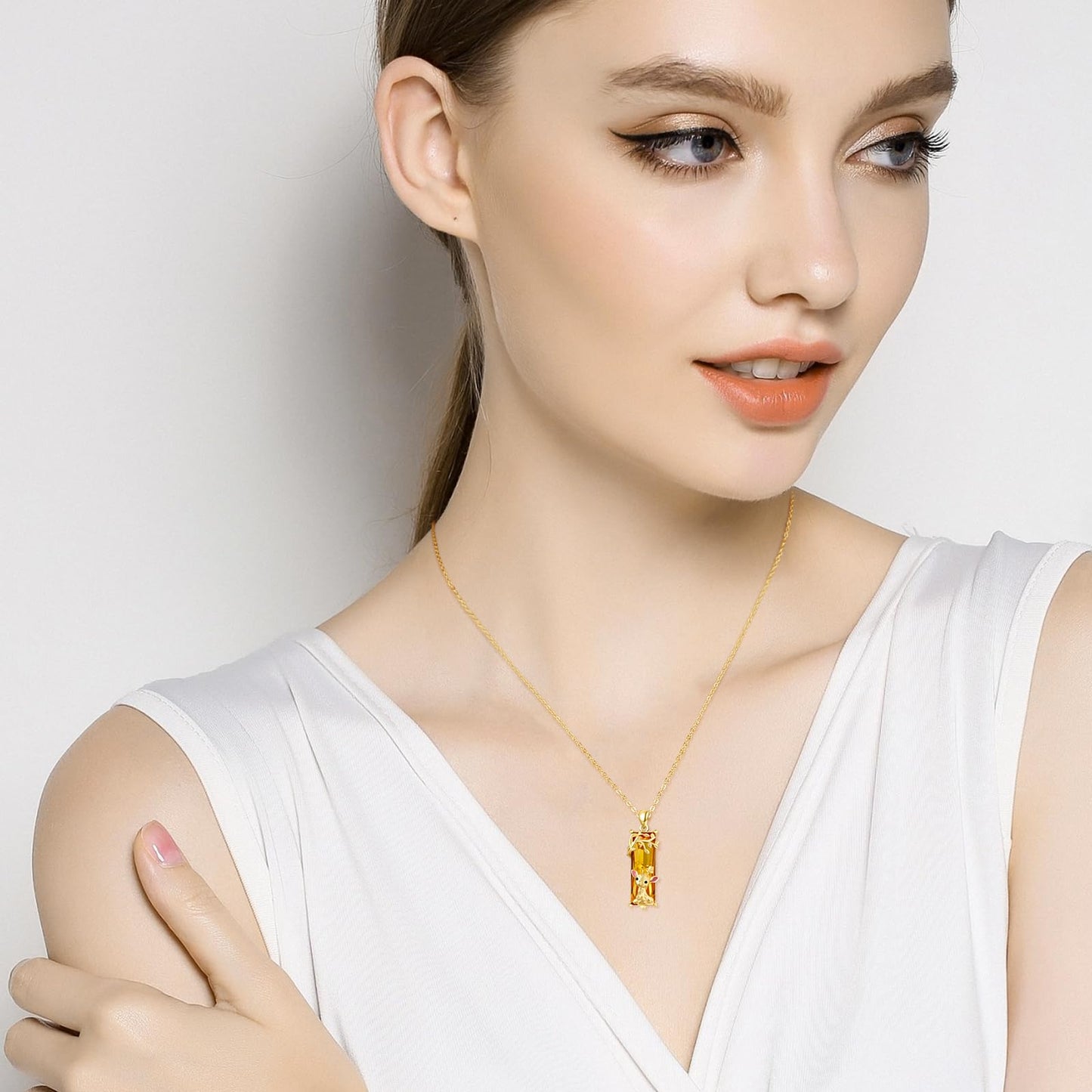 AENEAS Giraffe Necklace for Women 925 Sterling Silver Giraffe Pendant Necklace Citrin Crystal Jewelry Gift for Women Daughter Wife