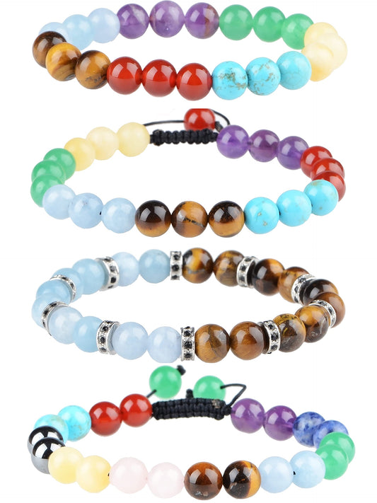 Massive Beads 140PCS 6MM Natural Crystal Beads 10 Mixed Colors Gemstone Round Loose Energy Healing Beads with Free Crystal Stretch Cord for Jewelry Making (10 Mixed Colors, 6MM)